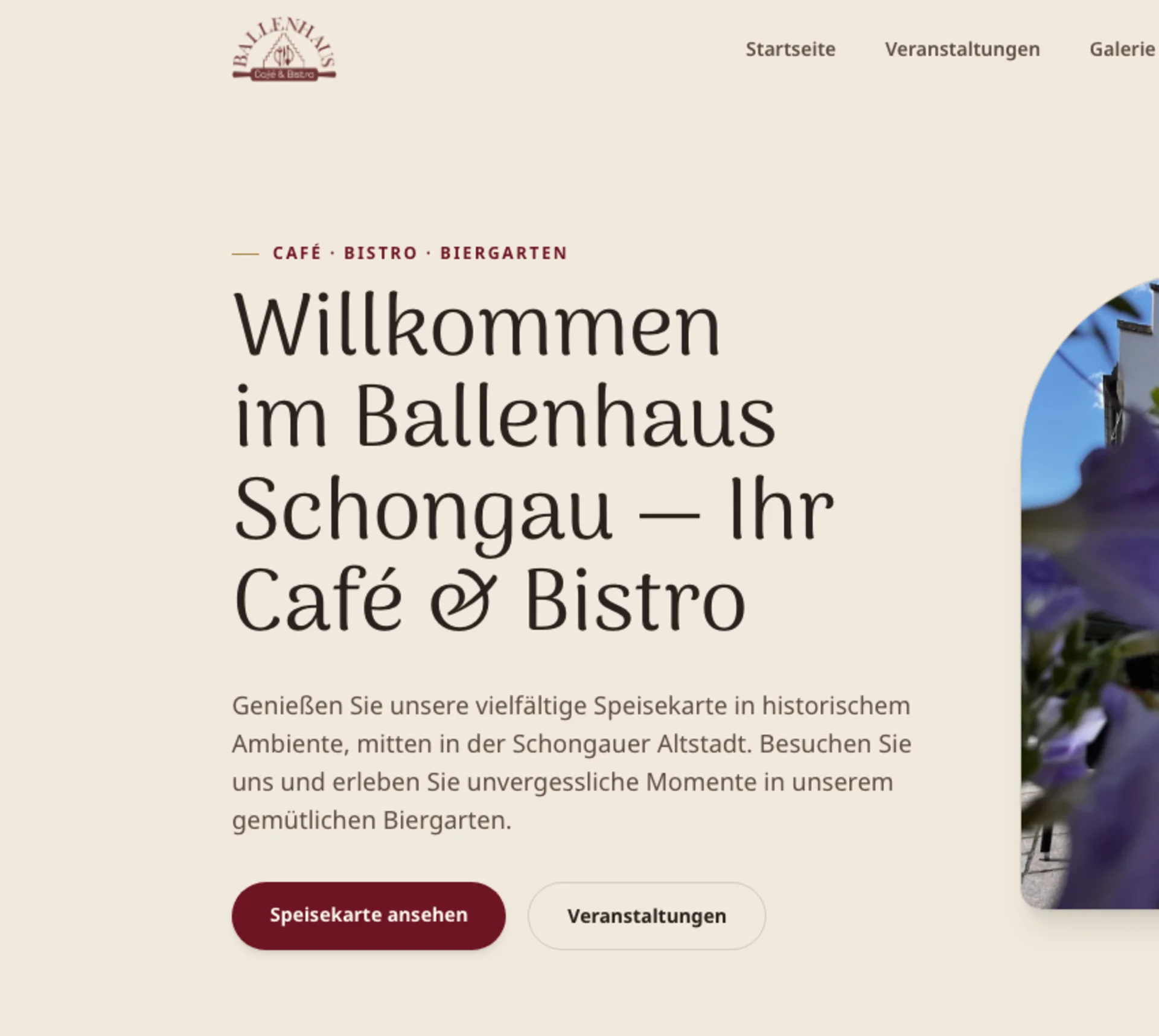 Detailansicht der Website von Ballenhaus Schongau