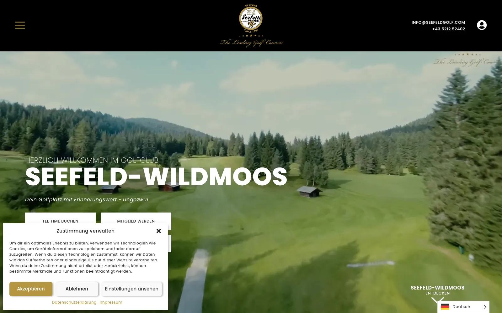 Detailansicht der Website von Golfclub Seefeld-Wildmoos
