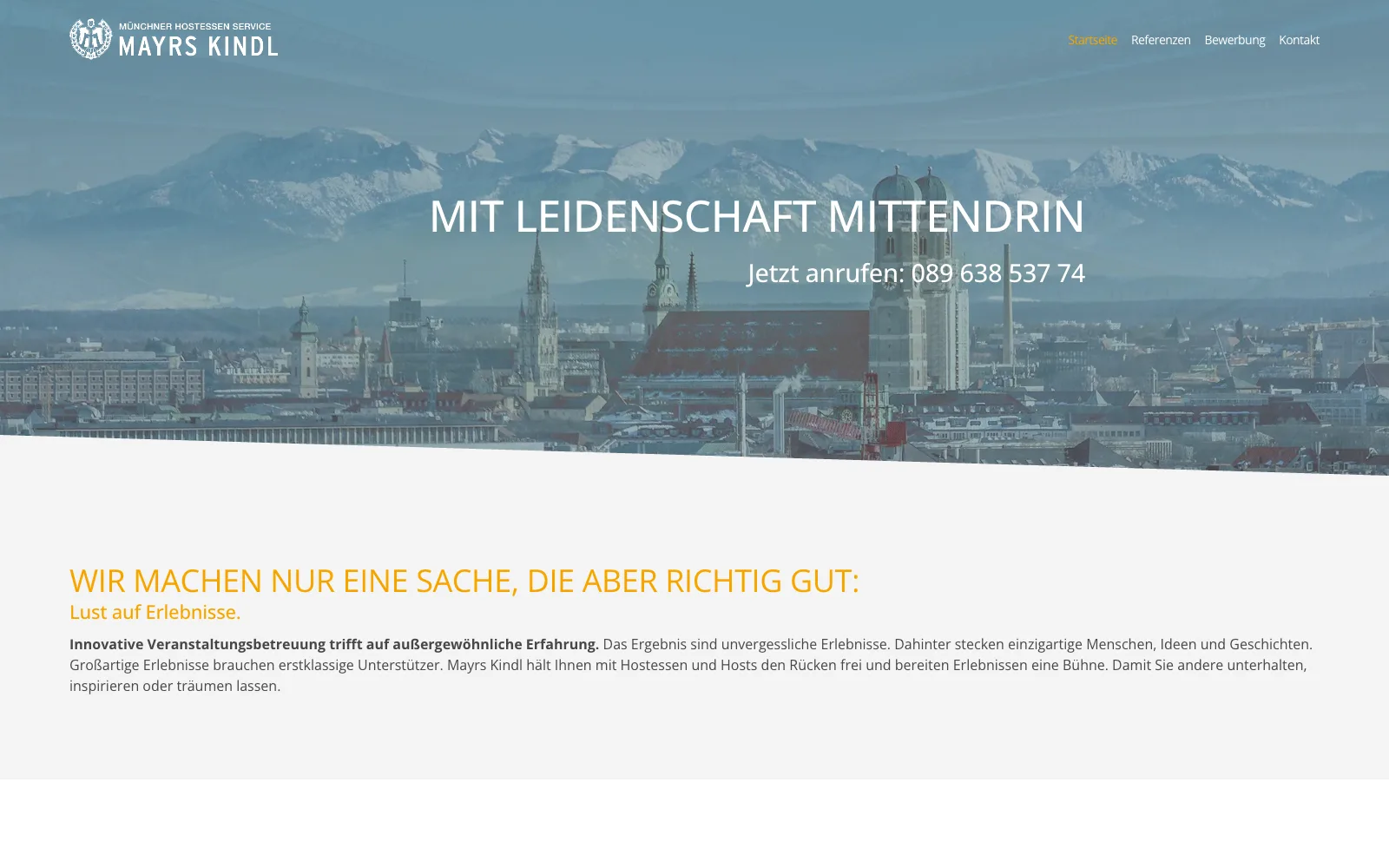 Detailansicht der Website von Mayrs Kindl