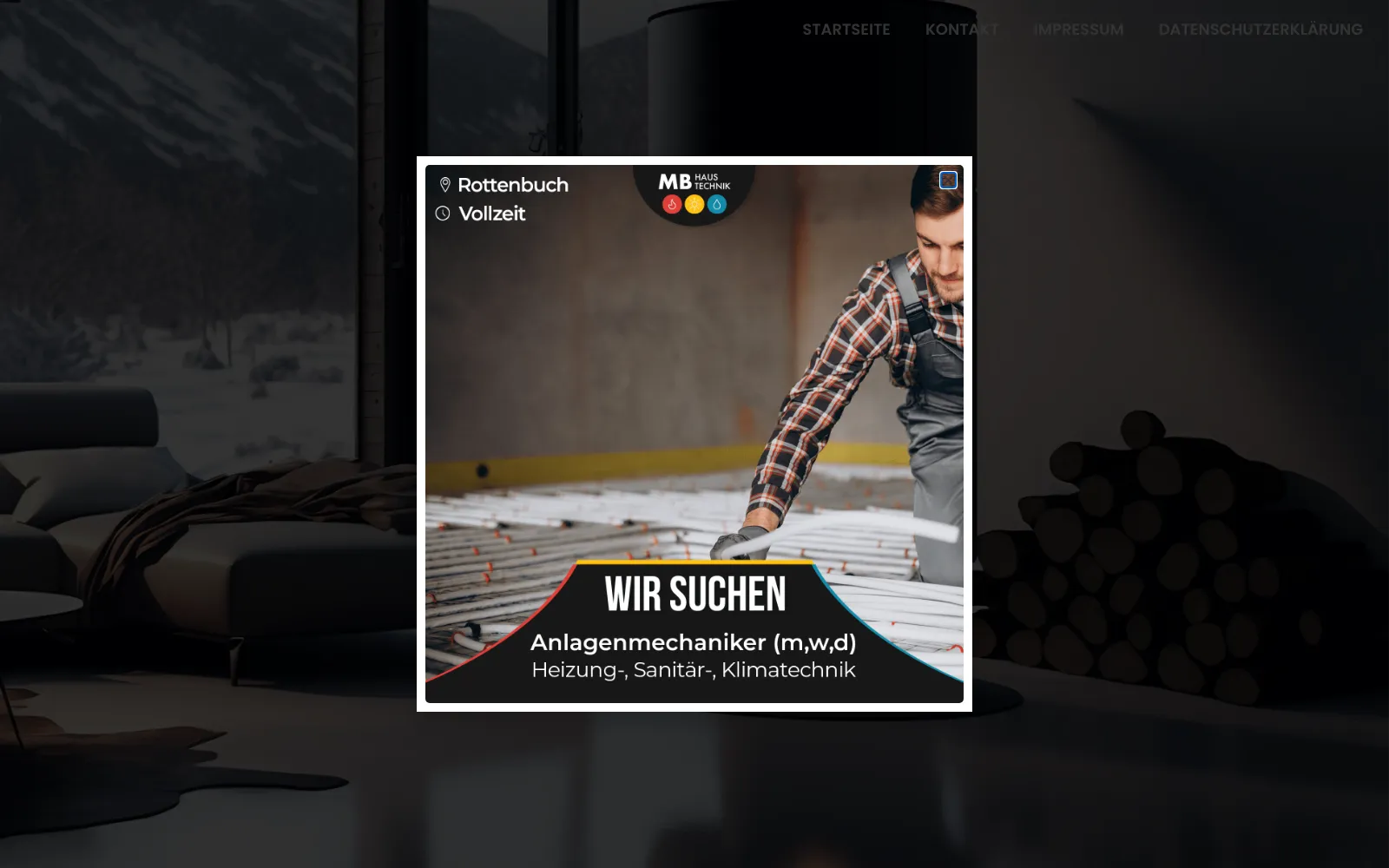 Detailansicht der Website von MB Haustechnik